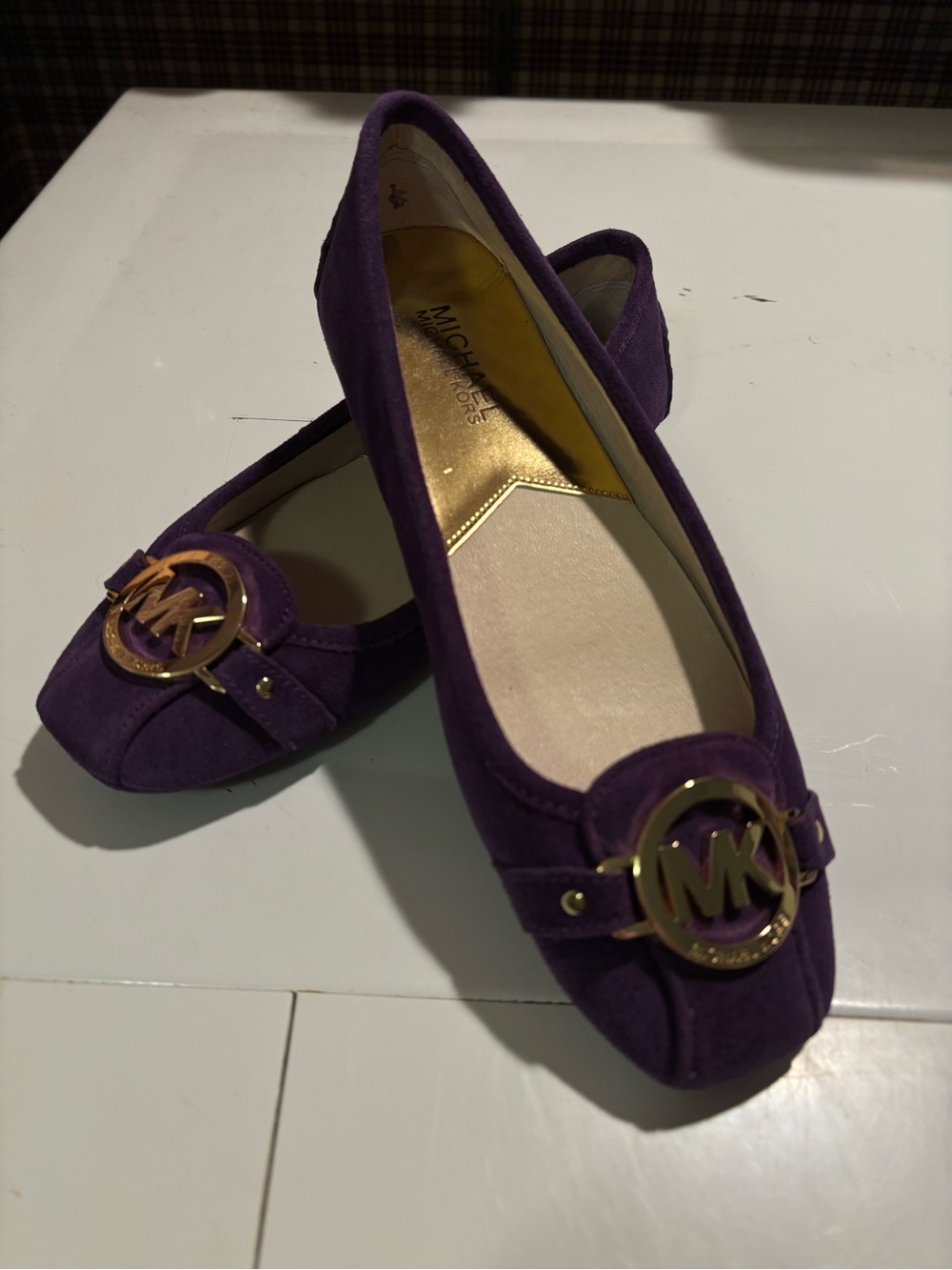 Michael Kors Purple Suede MK Logo Ballet Flats
